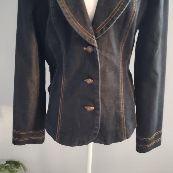 Bisou Bisou Denim Jean Jacket Dark Blue L - Picture 4 of 7